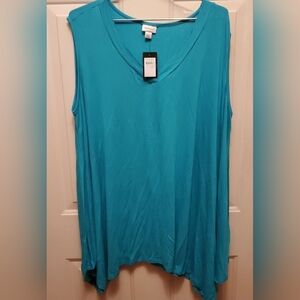 Avenue Turquoise Asymmetrical Sleeveless Tank Top Size 22/24